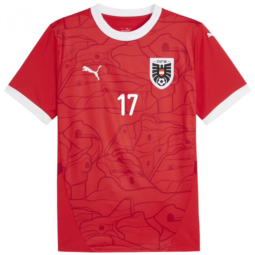 Kinderen Oostenrijk Pascal Fallmann #17 Rood Thuisshirt Thuistenue 24-26 T-Shirt