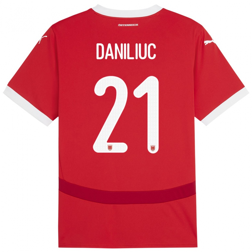 Kinderen Oostenrijk Flavius Daniliuc #21 Rood Thuisshirt Thuistenue 24-26 T-Shirt