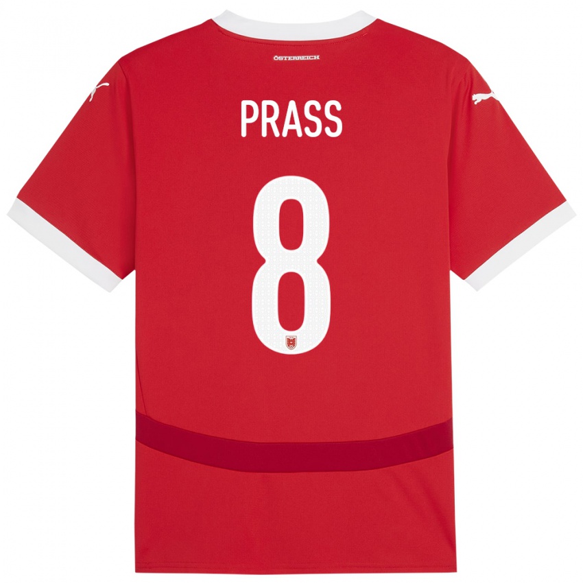 Kinderen Oostenrijk Alexander Prass #8 Rood Thuisshirt Thuistenue 24-26 T-Shirt