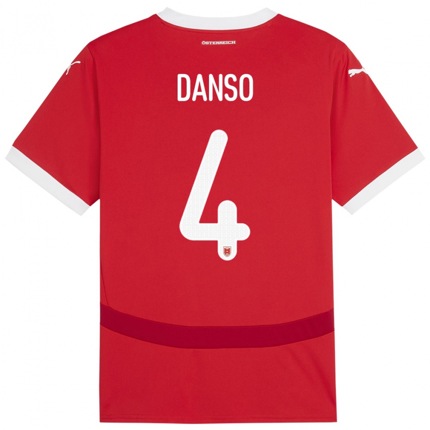 Kinderen Oostenrijk Kevin Danso #4 Rood Thuisshirt Thuistenue 24-26 T-Shirt