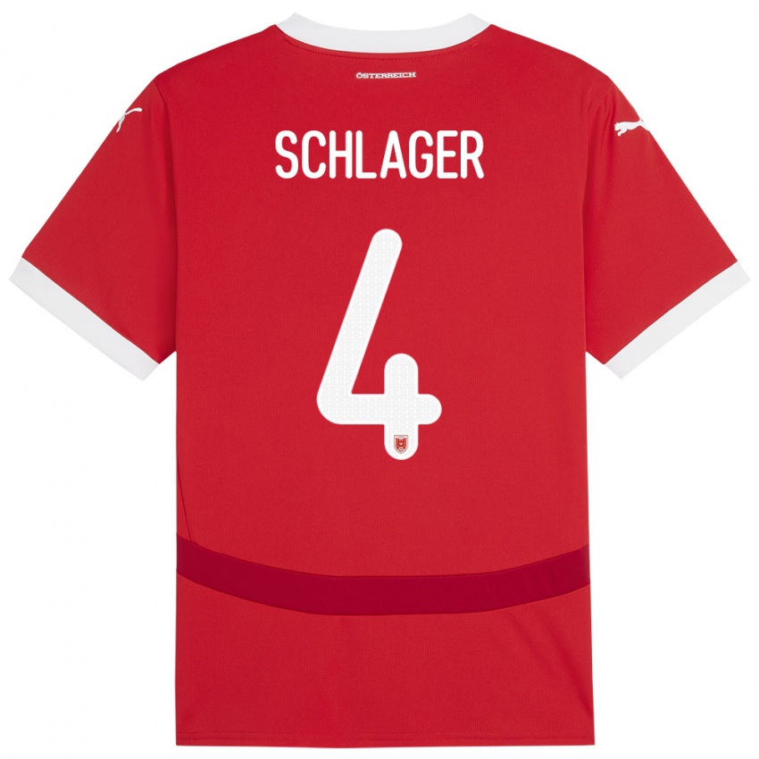 Kinderen Oostenrijk Xaver Schlager #4 Rood Thuisshirt Thuistenue 24-26 T-Shirt