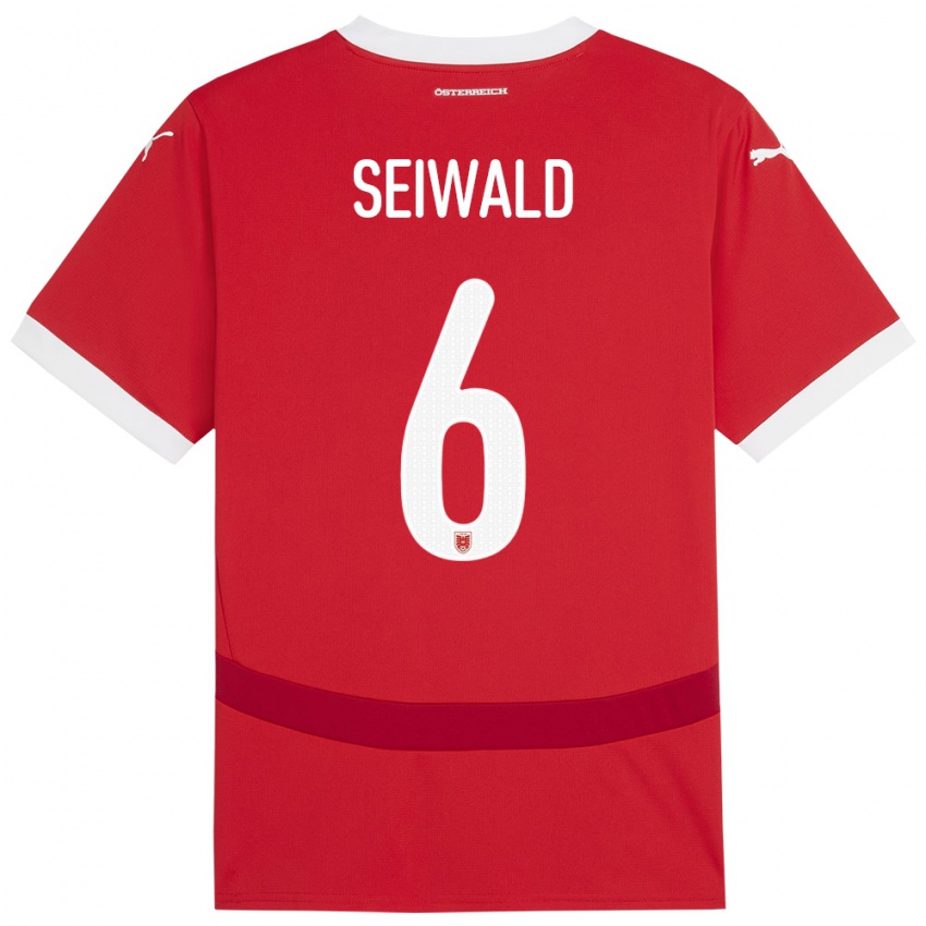 Kinderen Oostenrijk Nicolas Seiwald #6 Rood Thuisshirt Thuistenue 24-26 T-Shirt