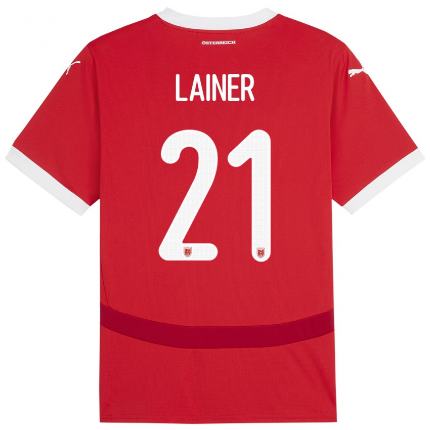 Kinderen Oostenrijk Stefan Lainer #21 Rood Thuisshirt Thuistenue 24-26 T-Shirt