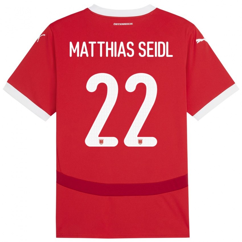 Kinderen Oostenrijk Matthias Seidl #22 Rood Thuisshirt Thuistenue 24-26 T-Shirt