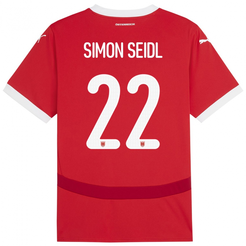 Kinderen Oostenrijk Simon Seidl #22 Rood Thuisshirt Thuistenue 24-26 T-Shirt