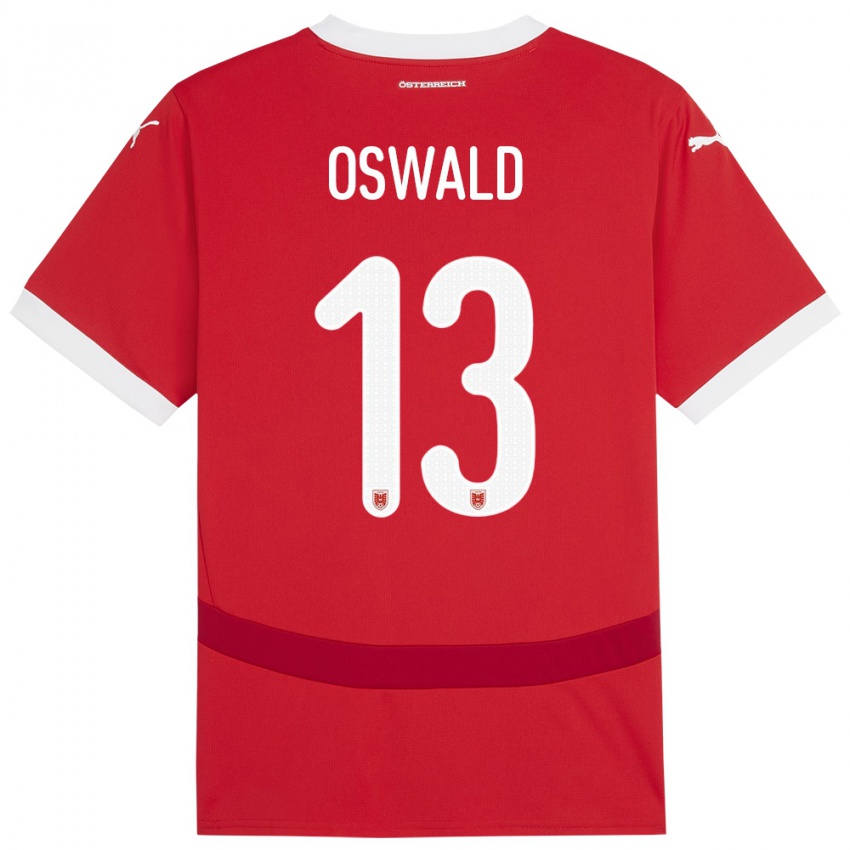 Kinderen Oostenrijk Moritz Oswald #13 Rood Thuisshirt Thuistenue 24-26 T-Shirt