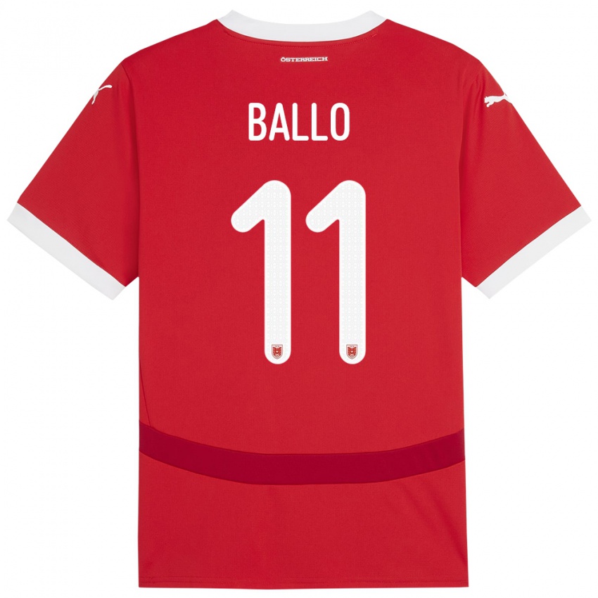 Kinderen Oostenrijk Thierno Ballo #11 Rood Thuisshirt Thuistenue 24-26 T-Shirt