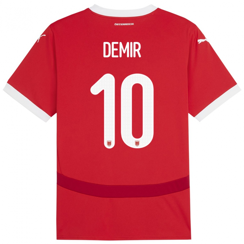 Kinderen Oostenrijk Yusuf Demir #10 Rood Thuisshirt Thuistenue 24-26 T-Shirt