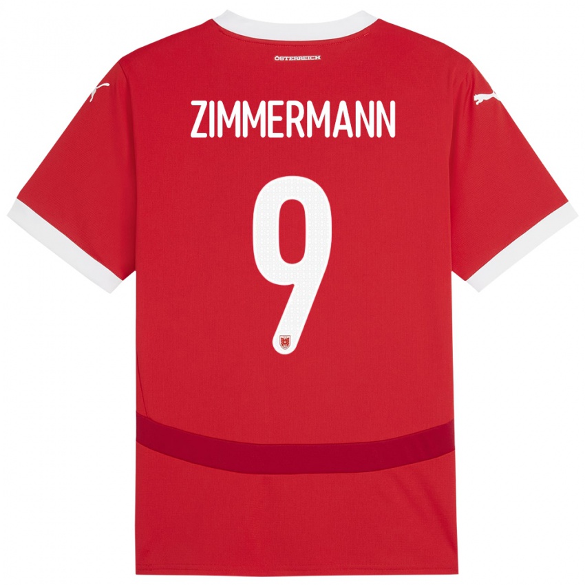 Kinderen Oostenrijk Bernhard Zimmermann #9 Rood Thuisshirt Thuistenue 24-26 T-Shirt