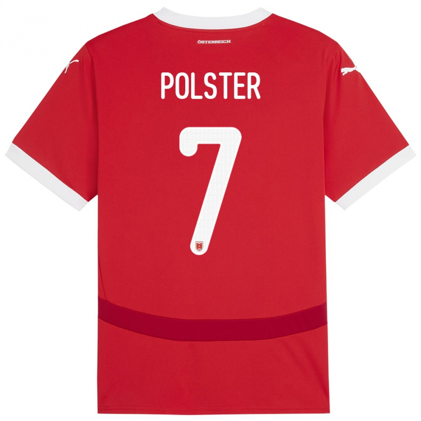 Kinderen Oostenrijk Manuel Polster #7 Rood Thuisshirt Thuistenue 24-26 T-Shirt