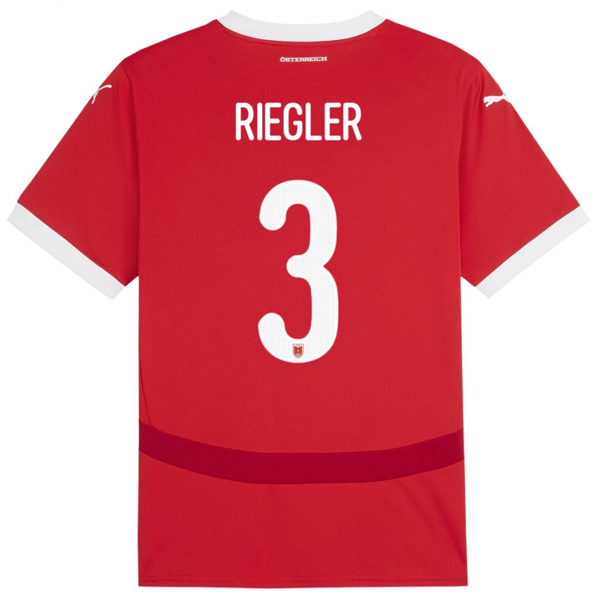 Kinderen Oostenrijk David Riegler #3 Rood Thuisshirt Thuistenue 24-26 T-Shirt