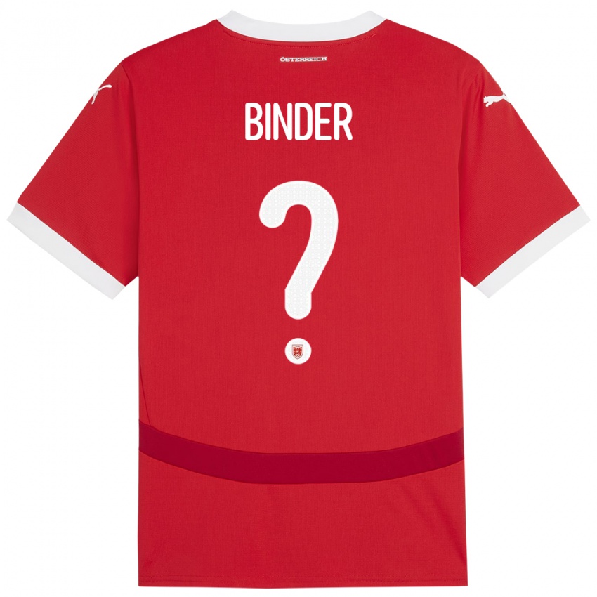 Kinderen Oostenrijk Nicolas Binder #0 Rood Thuisshirt Thuistenue 24-26 T-Shirt