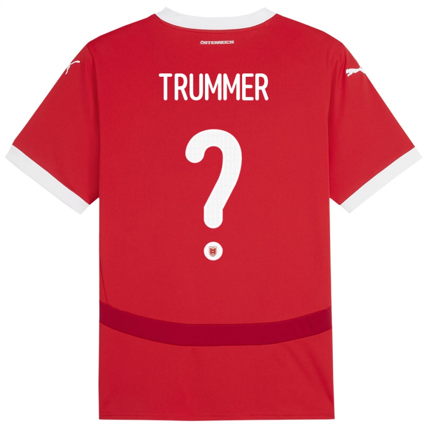 Kinderen Oostenrijk Tim Trummer #0 Rood Thuisshirt Thuistenue 24-26 T-Shirt