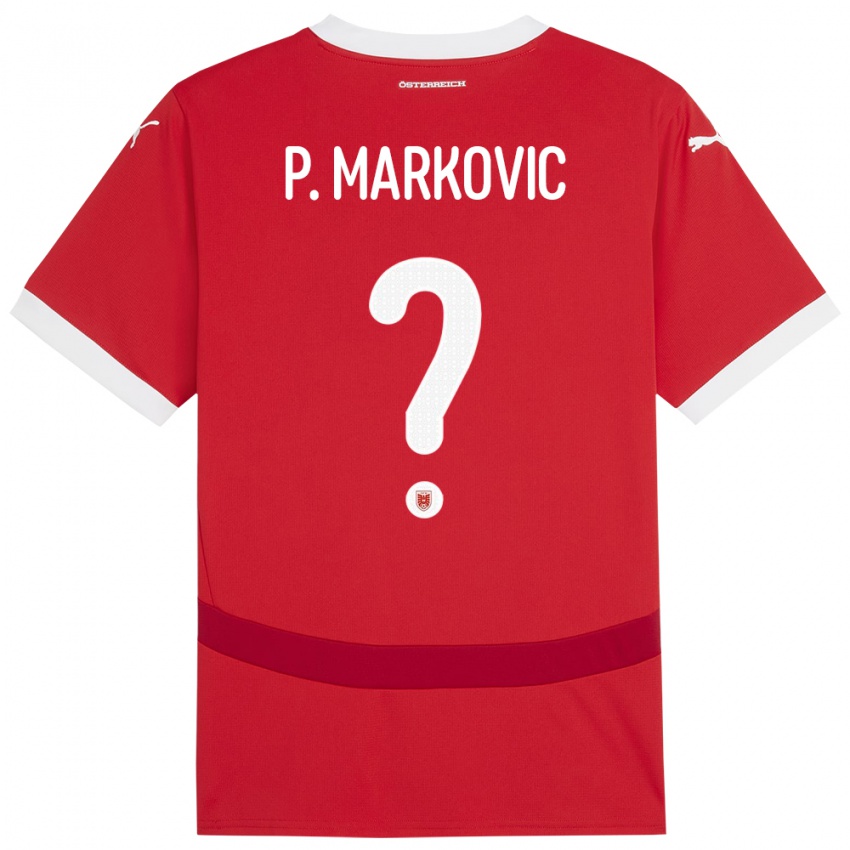 Kinderen Oostenrijk Petar Markovic #0 Rood Thuisshirt Thuistenue 24-26 T-Shirt