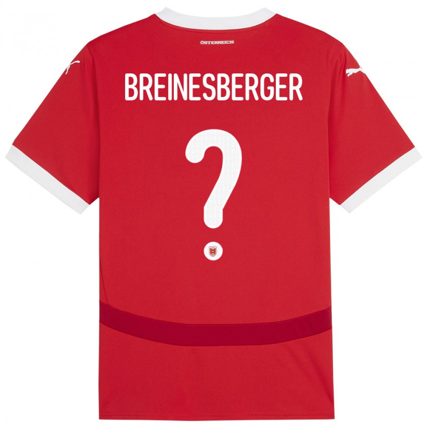 Kinderen Oostenrijk Christoph Breinesberger #0 Rood Thuisshirt Thuistenue 24-26 T-Shirt