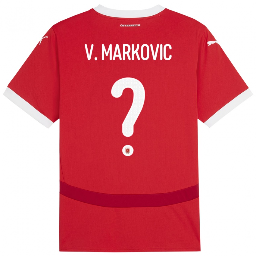 Kinderen Oostenrijk Vasilije Markovic #0 Rood Thuisshirt Thuistenue 24-26 T-Shirt