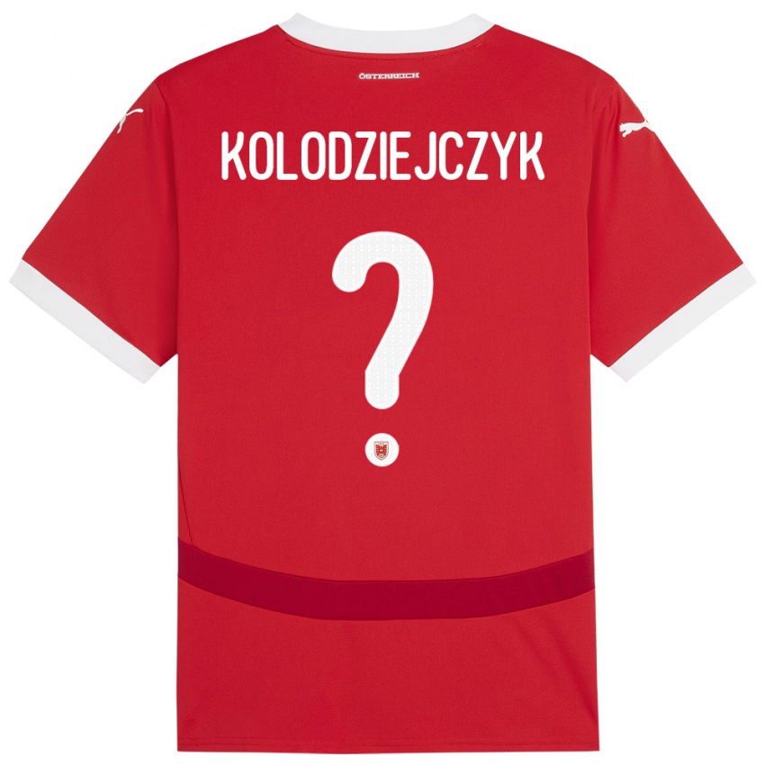 Kinderen Oostenrijk Marek Kolodziejczyk #0 Rood Thuisshirt Thuistenue 24-26 T-Shirt