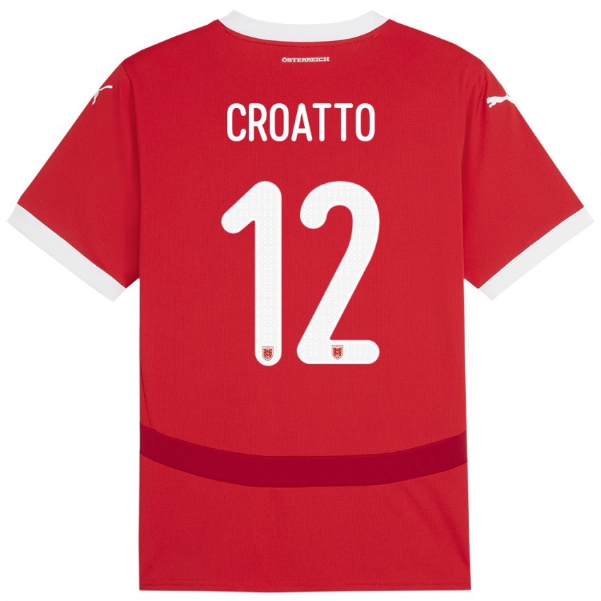 Kinderen Oostenrijk Michela Croatto #12 Rood Thuisshirt Thuistenue 24-26 T-Shirt