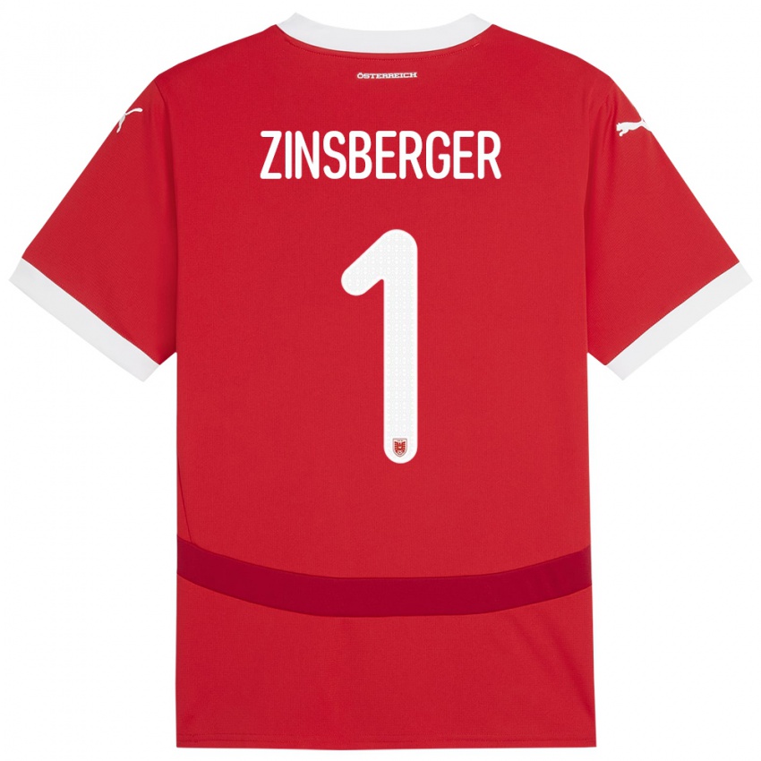 Kinderen Oostenrijk Manuela Zinsberger #1 Rood Thuisshirt Thuistenue 24-26 T-Shirt