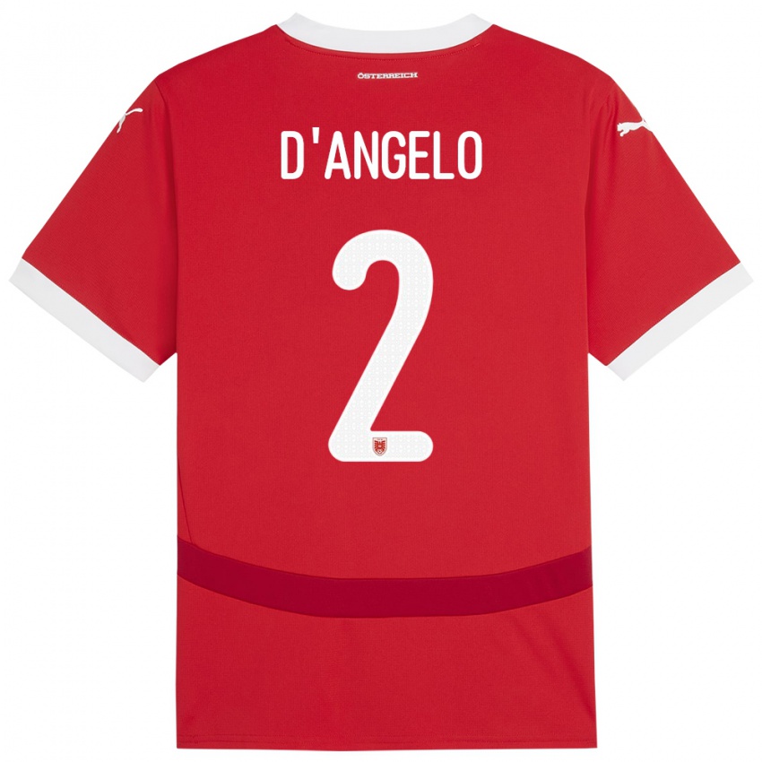 Kinderen Oostenrijk Chiara D’angelo #2 Rood Thuisshirt Thuistenue 24-26 T-Shirt