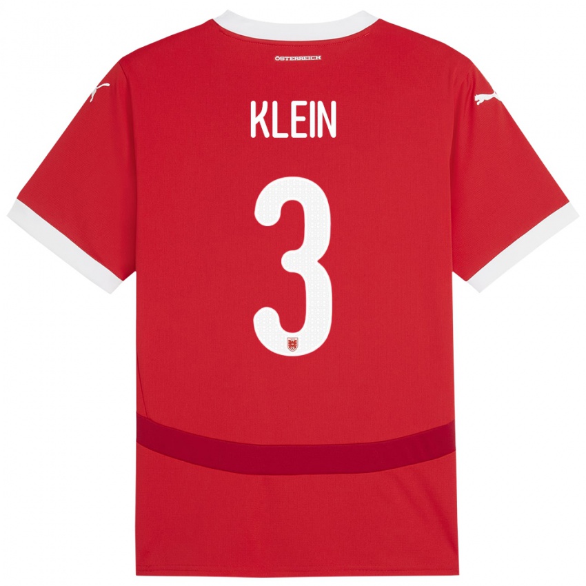 Kinderen Oostenrijk Jennifer Klein #3 Rood Thuisshirt Thuistenue 24-26 T-Shirt