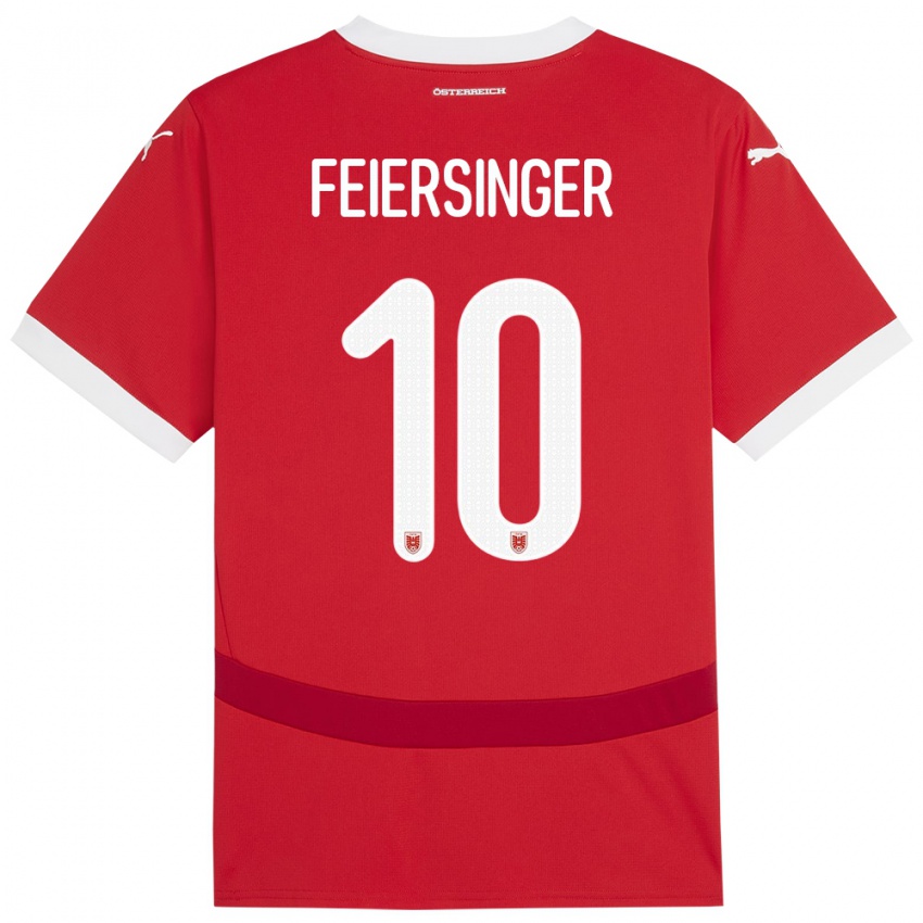 Kinderen Oostenrijk Laura Feiersinger #10 Rood Thuisshirt Thuistenue 24-26 T-Shirt