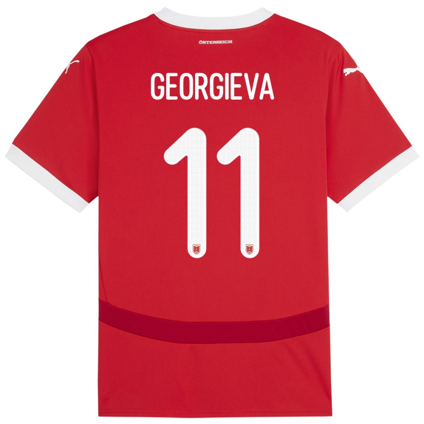 Kinderen Oostenrijk Marina Georgieva #11 Rood Thuisshirt Thuistenue 24-26 T-Shirt