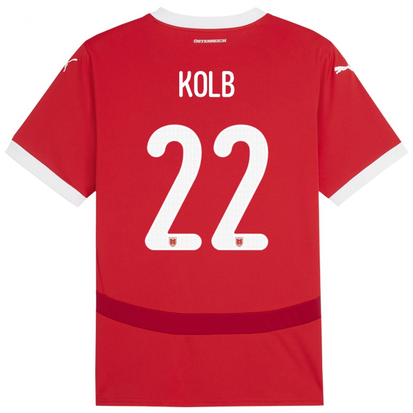 Kinderen Oostenrijk Lisa Kolb #22 Rood Thuisshirt Thuistenue 24-26 T-Shirt