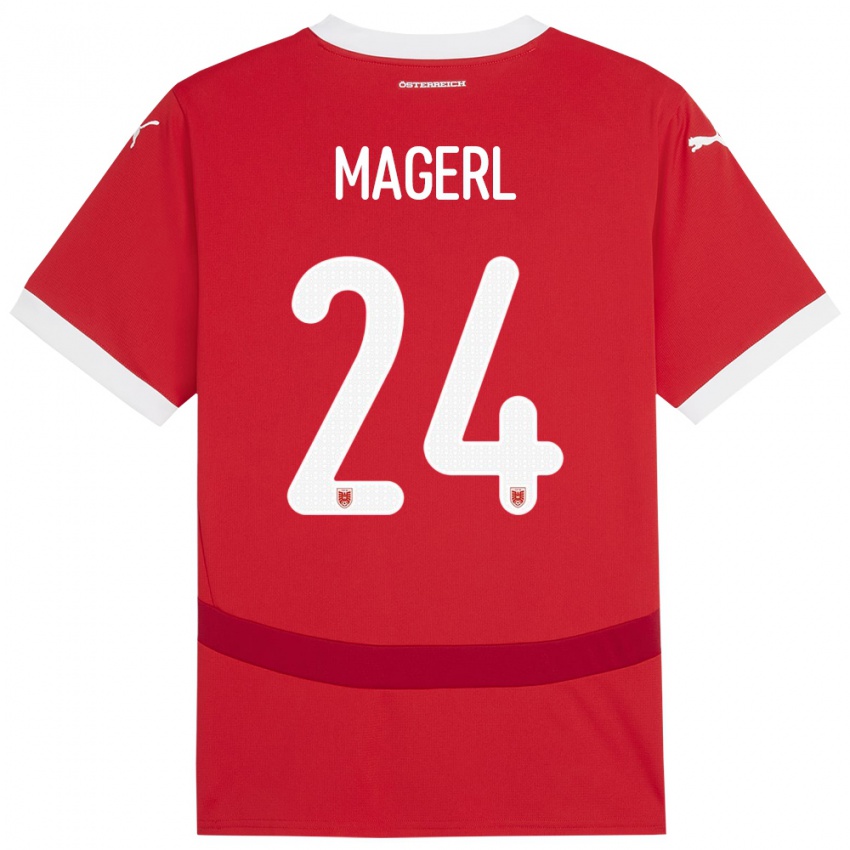 Kinderen Oostenrijk Julia Magerl #24 Rood Thuisshirt Thuistenue 24-26 T-Shirt