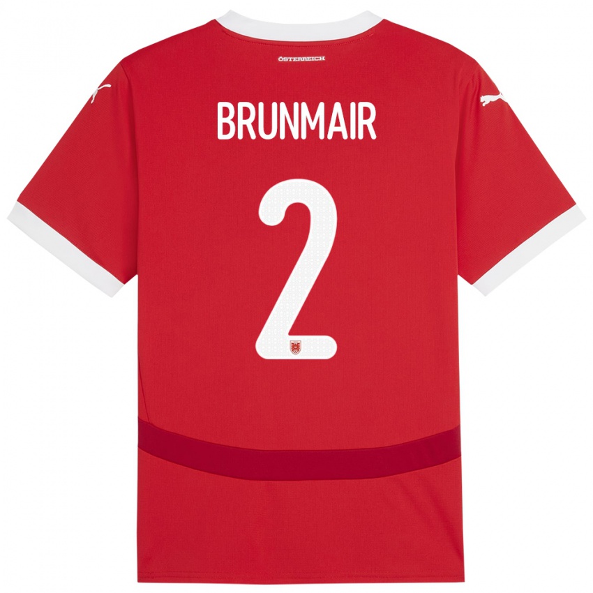 Kinderen Oostenrijk Livia Brunmair #2 Rood Thuisshirt Thuistenue 24-26 T-Shirt