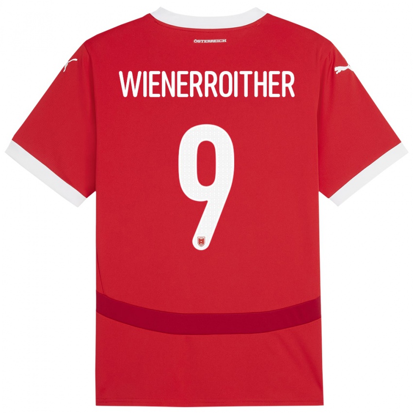 Kinderen Oostenrijk Katja Wienerroither #9 Rood Thuisshirt Thuistenue 24-26 T-Shirt