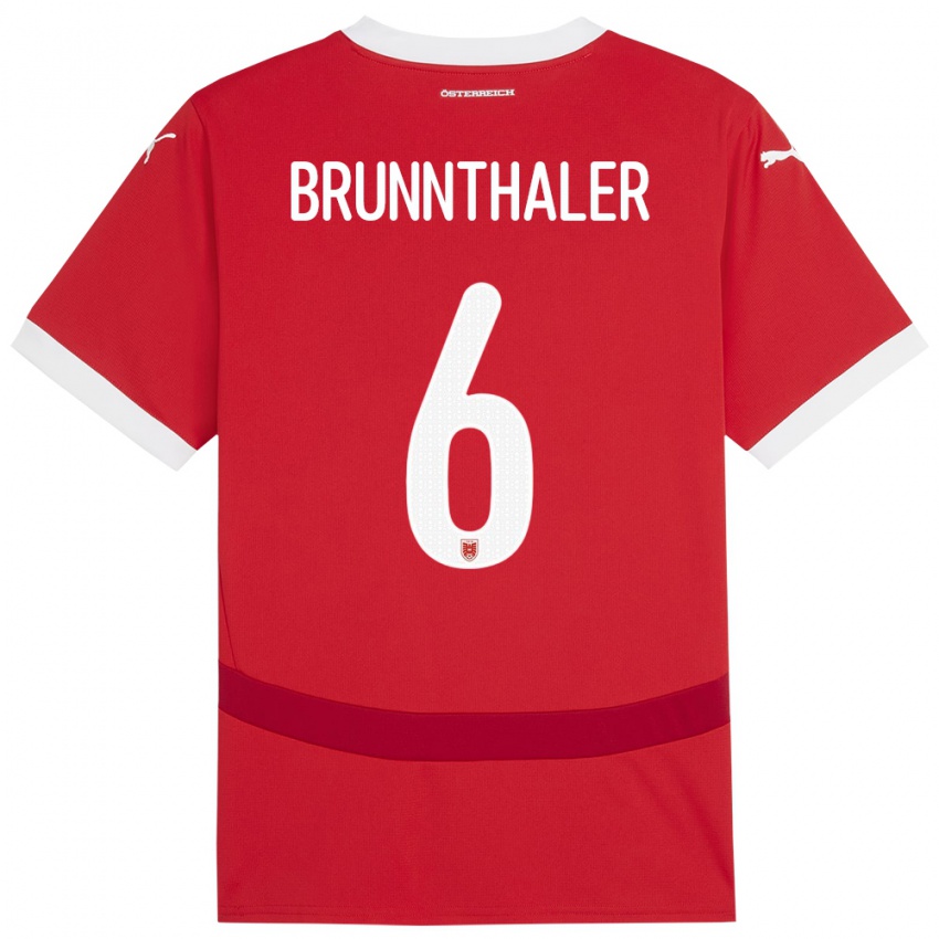 Kinderen Oostenrijk Melanie Brunnthaler #6 Rood Thuisshirt Thuistenue 24-26 T-Shirt