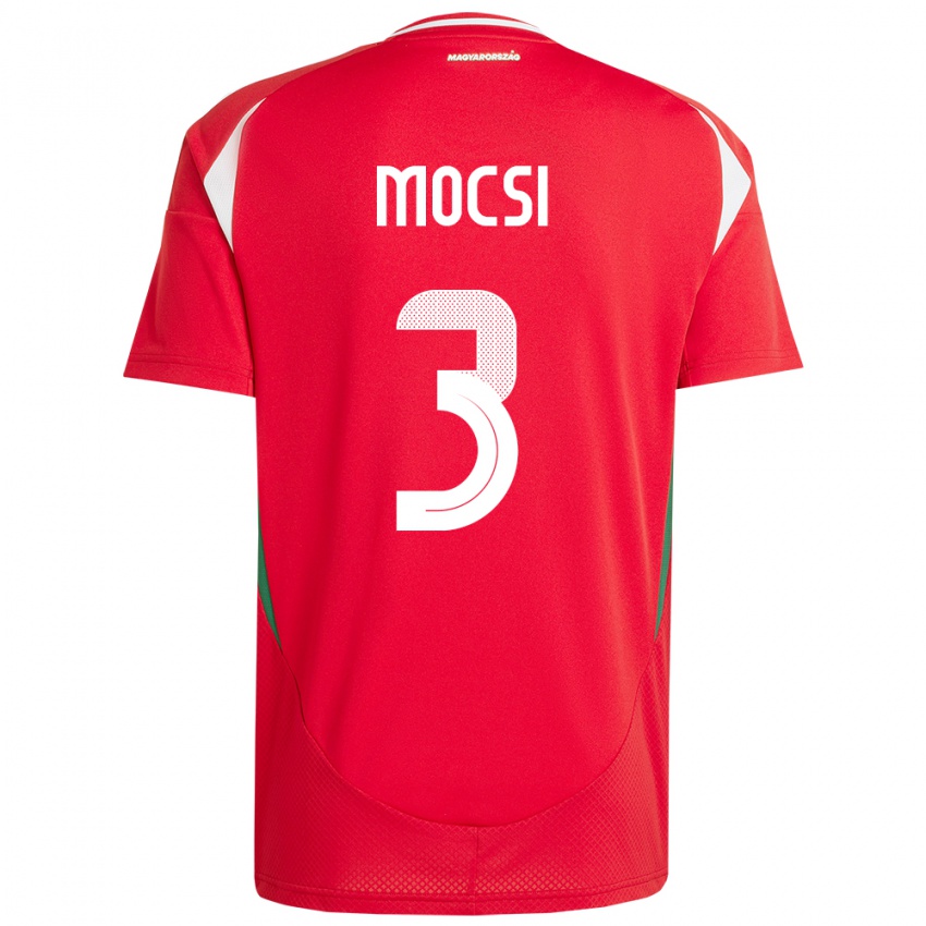 Kinderen Hongarije Attila Mocsi #3 Rood Thuisshirt Thuistenue 24-26 T-Shirt