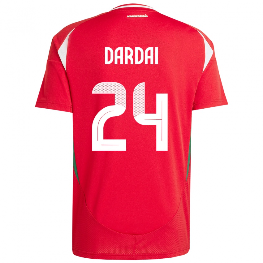 Kinderen Hongarije Márton Dárdai #24 Rood Thuisshirt Thuistenue 24-26 T-Shirt