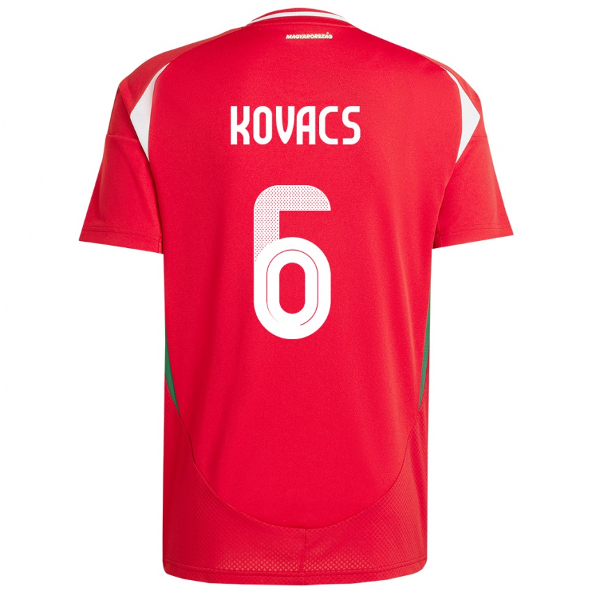 Kinderen Hongarije Noel Kovács #6 Rood Thuisshirt Thuistenue 24-26 T-Shirt