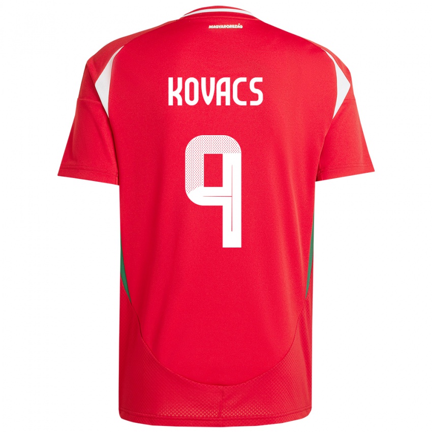 Kinderen Hongarije Patrik Kovács #9 Rood Thuisshirt Thuistenue 24-26 T-Shirt