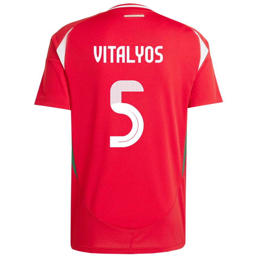 Kinderen Hongarije Viktor Vitályos #5 Rood Thuisshirt Thuistenue 24-26 T-Shirt