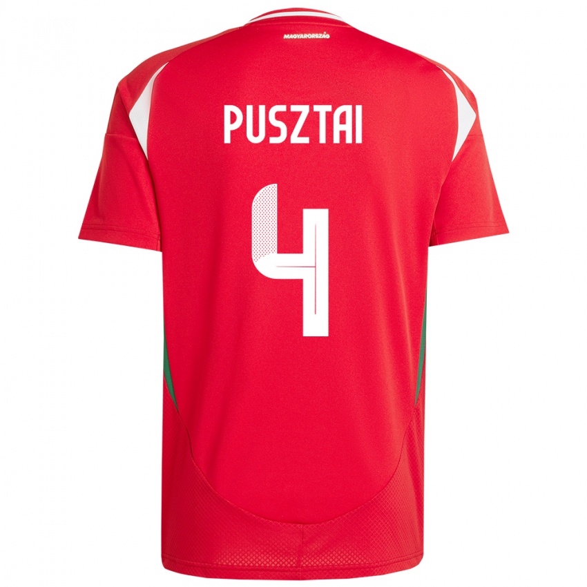 Kinderen Hongarije Sára Pusztai #4 Rood Thuisshirt Thuistenue 24-26 T-Shirt