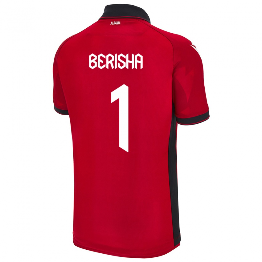 Kinderen Albanië Etrit Berisha #1 Rood Thuisshirt Thuistenue 24-26 T-Shirt