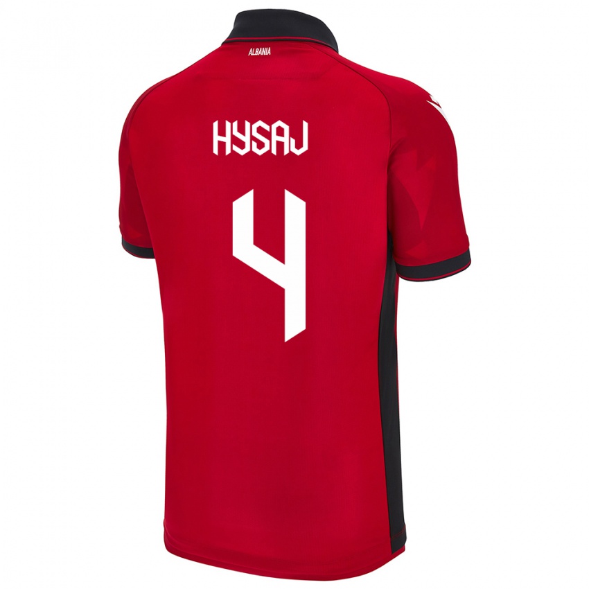 Kinderen Albanië Elseid Hysaj #4 Rood Thuisshirt Thuistenue 24-26 T-Shirt