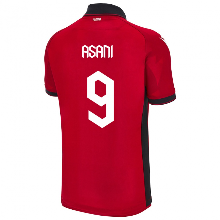 Kinderen Albanië Jasir Asani #9 Rood Thuisshirt Thuistenue 24-26 T-Shirt