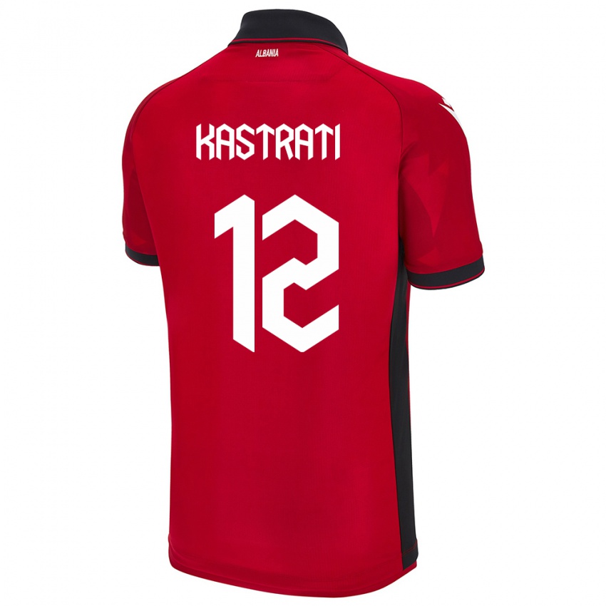 Kinderen Albanië Elhan Kastrati #12 Rood Thuisshirt Thuistenue 24-26 T-Shirt