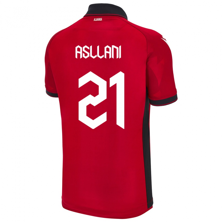 Kinderen Albanië Kristjan Asllani #21 Rood Thuisshirt Thuistenue 24-26 T-Shirt