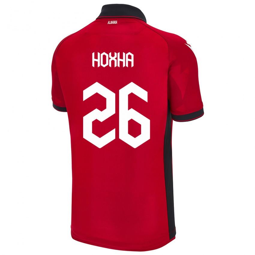 Kinderen Albanië Arbër Hoxha #26 Rood Thuisshirt Thuistenue 24-26 T-Shirt