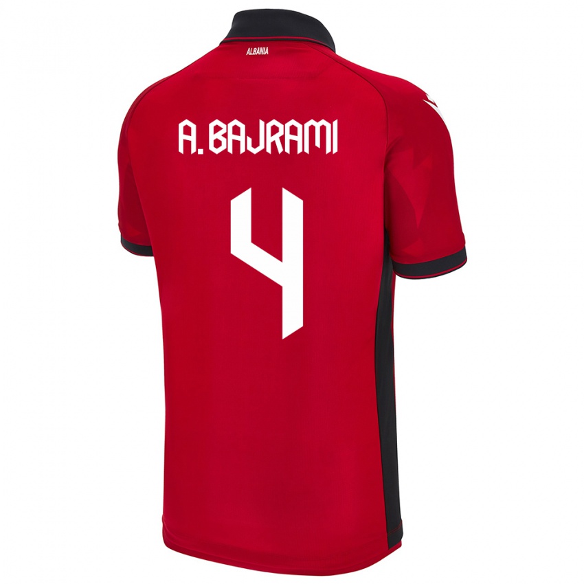 Kinderen Albanië Adrian Bajrami #4 Rood Thuisshirt Thuistenue 24-26 T-Shirt