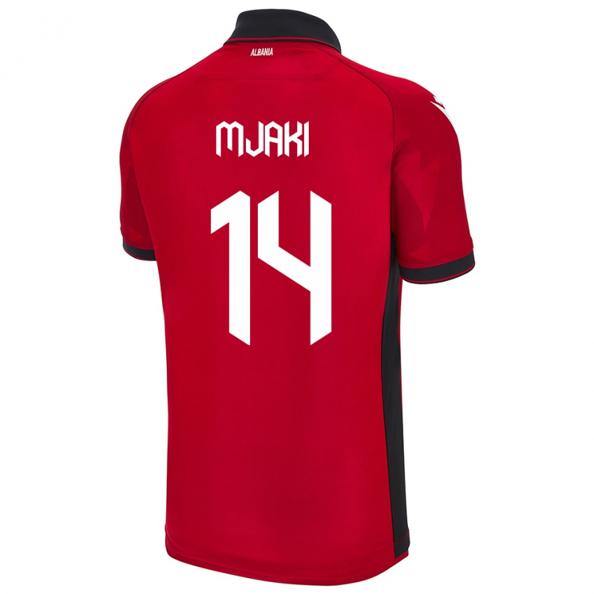 Kinderen Albanië Agan Mjaki #14 Rood Thuisshirt Thuistenue 24-26 T-Shirt