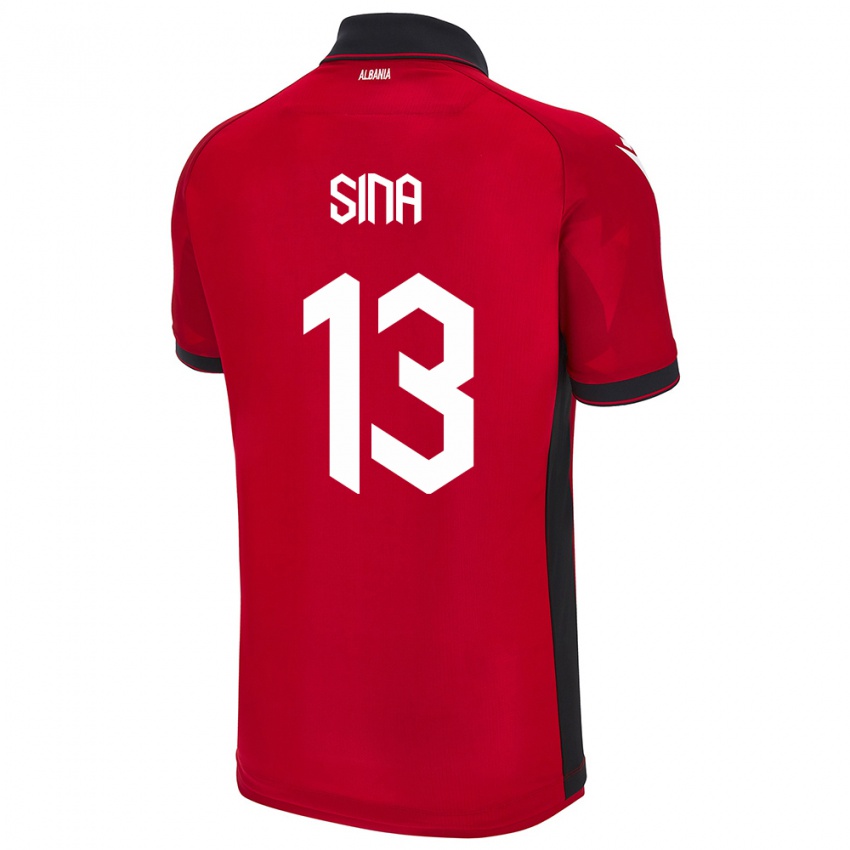 Kinderen Albanië Samuele Sina #13 Rood Thuisshirt Thuistenue 24-26 T-Shirt