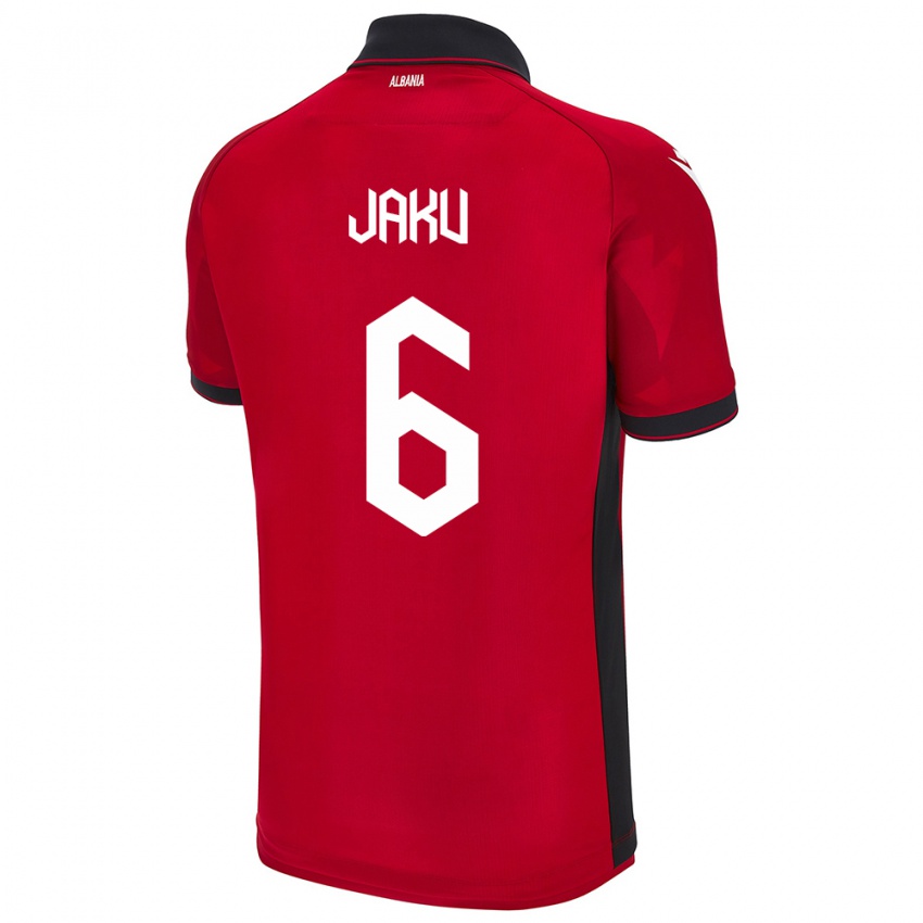 Kinderen Albanië Jordi Jaku #6 Rood Thuisshirt Thuistenue 24-26 T-Shirt