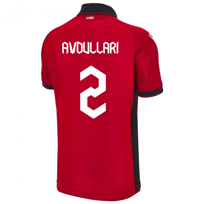 Kinderen Albanië Davide Avdullari #2 Rood Thuisshirt Thuistenue 24-26 T-Shirt