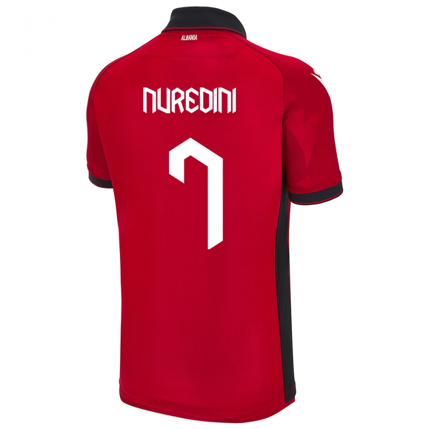 Kinderen Albanië Joi Nuredini #7 Rood Thuisshirt Thuistenue 24-26 T-Shirt